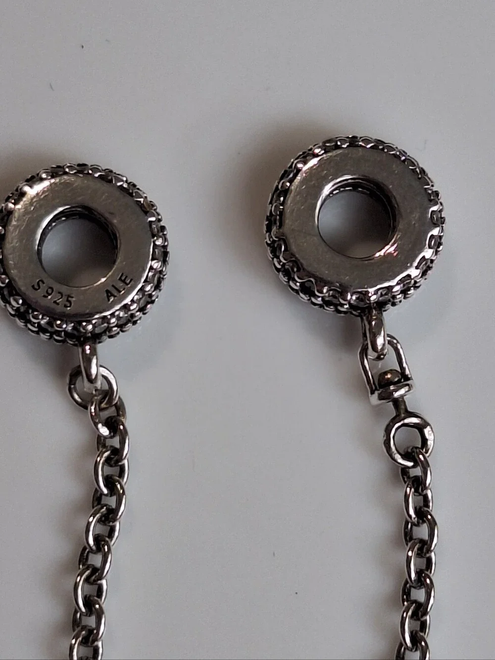 Authentic Pandora Heart Clasp Bracelet with Sparkling Pavé Safety Chain S925 ALE